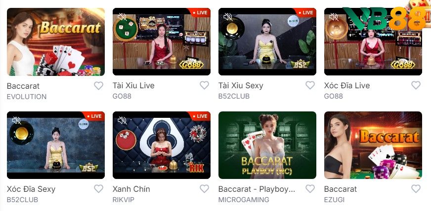Trò chơi casino truyền thống (Live casino)